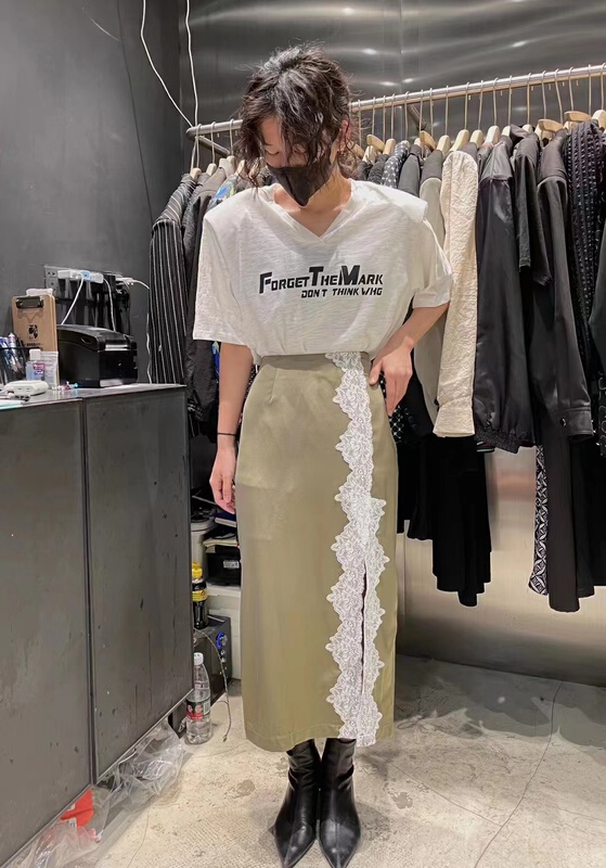 goods in stock! New in early summer! [vivi] split stitched Korean skirt 9068# ozq