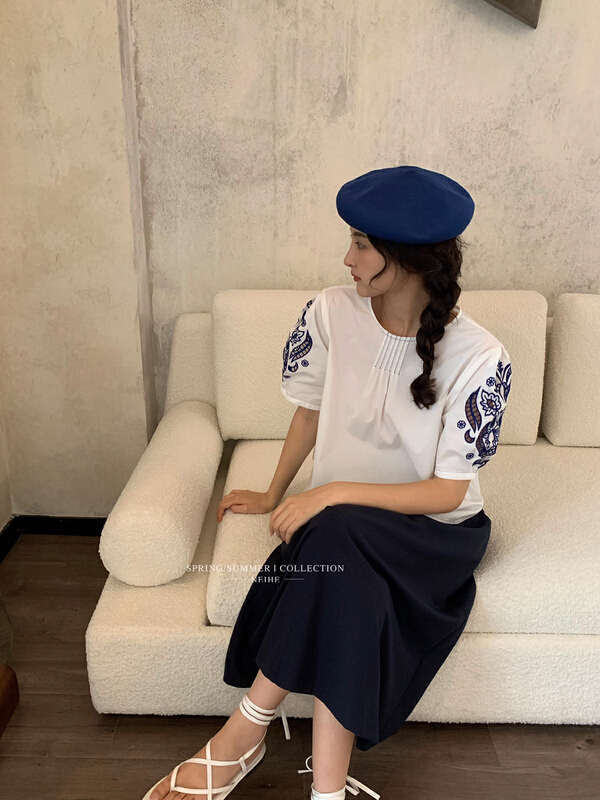 [neihe] Vintage embroidered shirt 22275# zxx