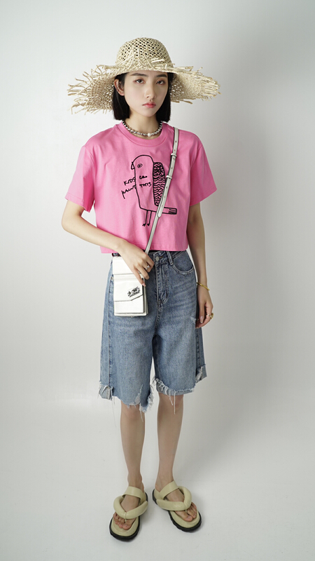 [d.two D2] niche design printed long sleeve T-shirt 2221001# CSX