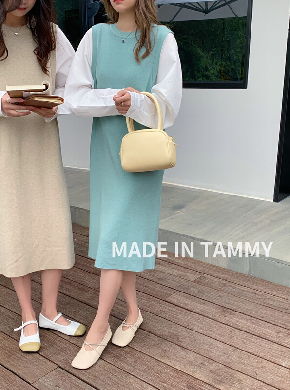 New year in early spring! [Tammy] stitched knit urban simple dress 71552# L