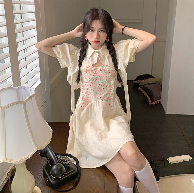 [timely rain] broken flowers pure desire wind, thin and versatile suspender dress (only skirts) 43521# WPL