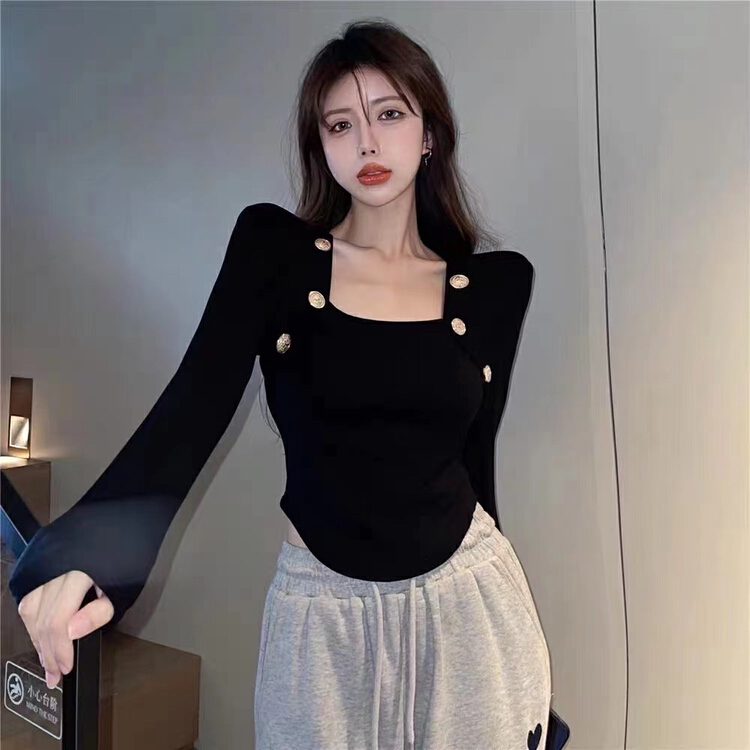 New year in early spring! [miss Xi Xi] simple solid color versatile long sleeve T-shirt 691# L