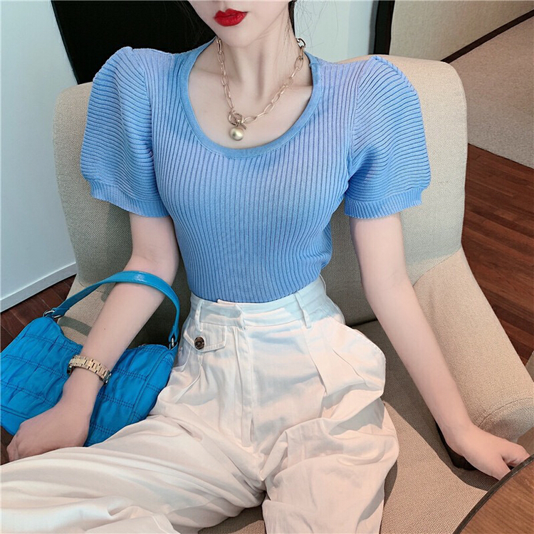 [f · P] Korean version of versatile temperament short slim knit yk251# HBx
