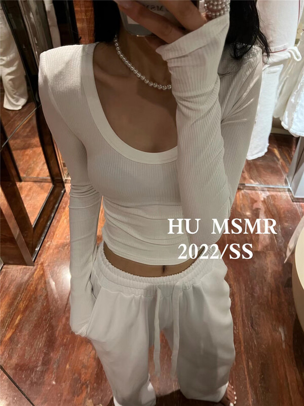 早春上新!【HU】時尚韓版淨色長袖T恤  6532#  ZYH