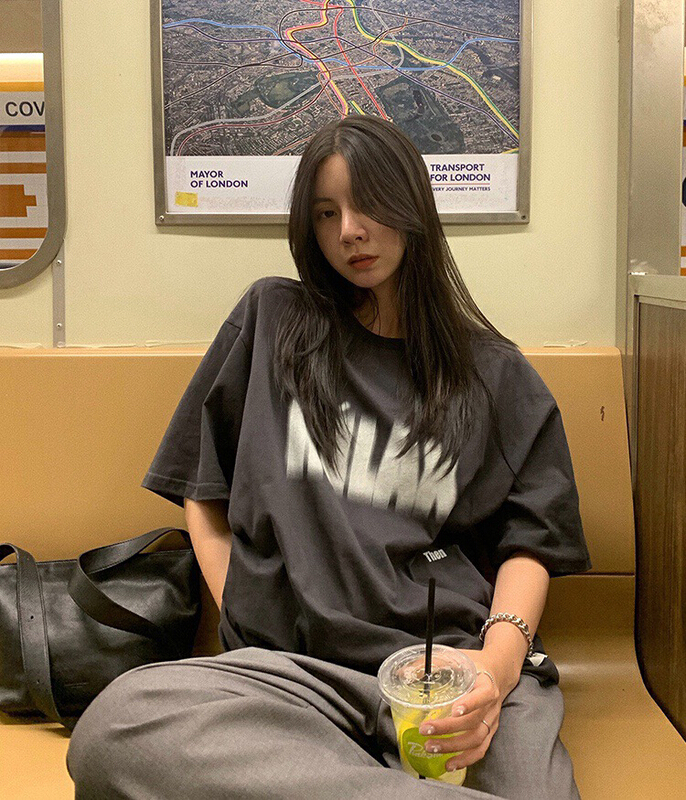 New year in early spring! [wgwe] Korean loose casual letter printed short sleeve T-shirt 1113# PCZ