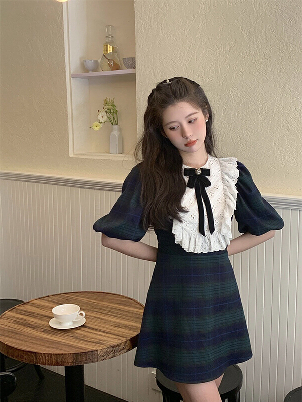 goods in stock! [smile baby] French retro stitched Lace Bow Dress (without Brooch) ys1-b2656# WPL