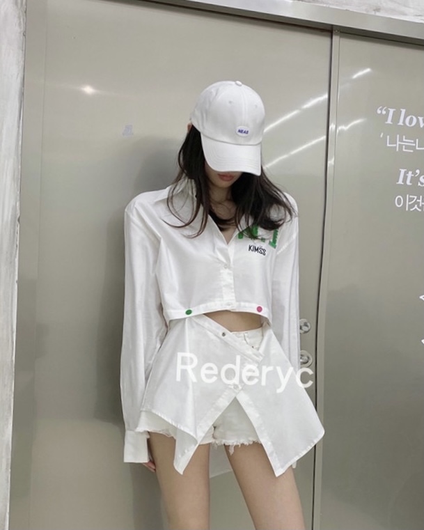 New in early summer! [Tan] niche design ins versatile loose shirt (with detachable HEM) s2391# zxx