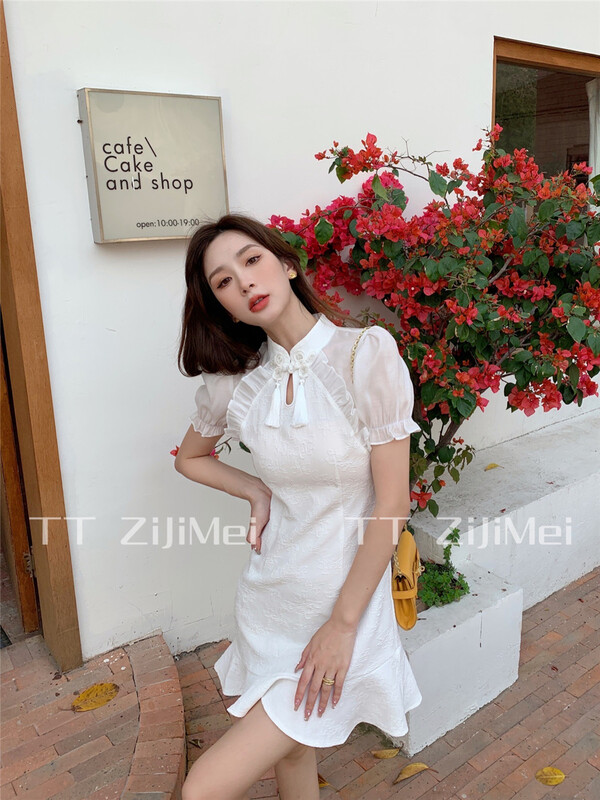 New year in early spring! [self beauty] Chinese style small women's waist closing dress 6225# hjy
