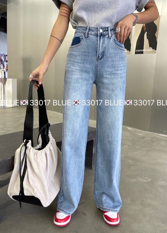 New year in early spring! [blue] Korean light color straight wide leg jeans 33017# hjy