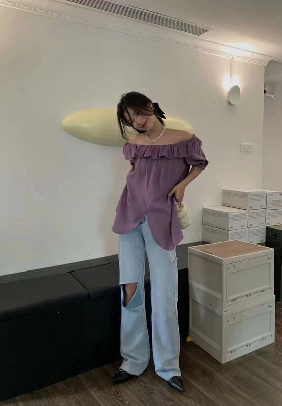 [like] ruffled one shoulder shirt ys1-80037# LSW