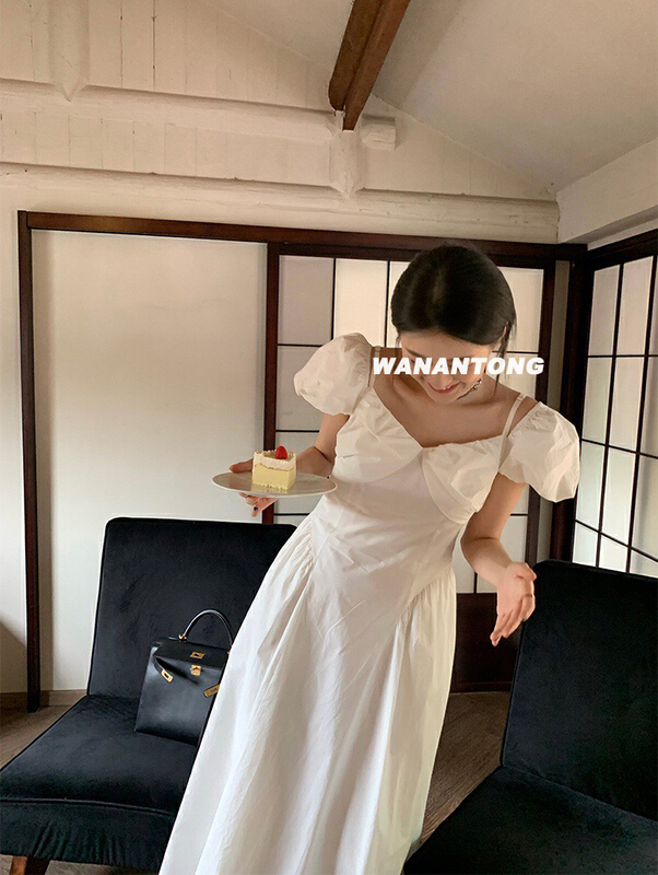 New in early summer! [wgwe] French temperament gentle wind waist closing dress 1565# PCZ