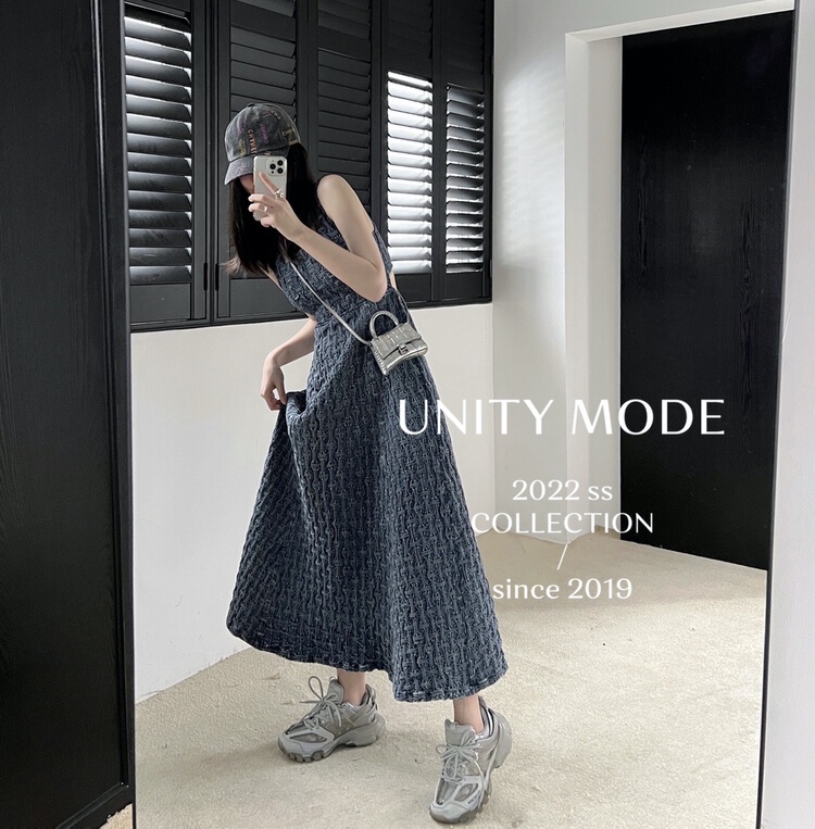 [unit] narrow waist, thin and careful machine, backless design, dress 8038# cqw