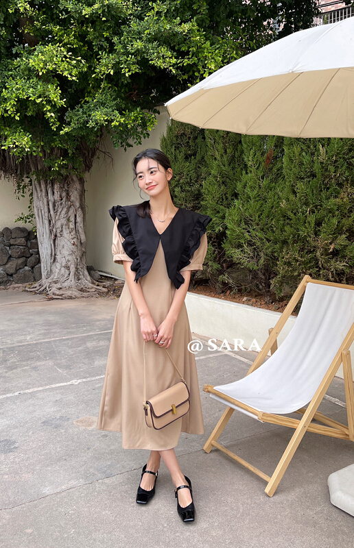 goods in stock! New year in early spring! [Sara] gentle temperament Korean style large collar dress 888333# lwy
