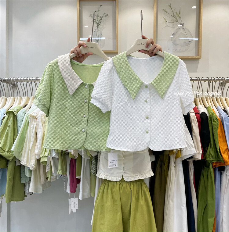 [Max original] simple temperament contrast collar shirt 98201# HBx