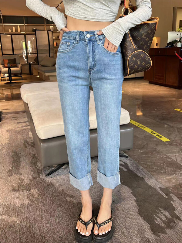New in early summer! [okoy denim] Korean version of high waist skinny cropped jeans 1599# hyy