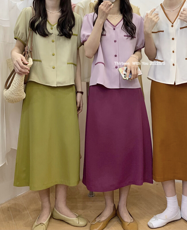goods in stock! New in early summer! [thirteen 13] Korean static elastic waist skirt 2132# XYY