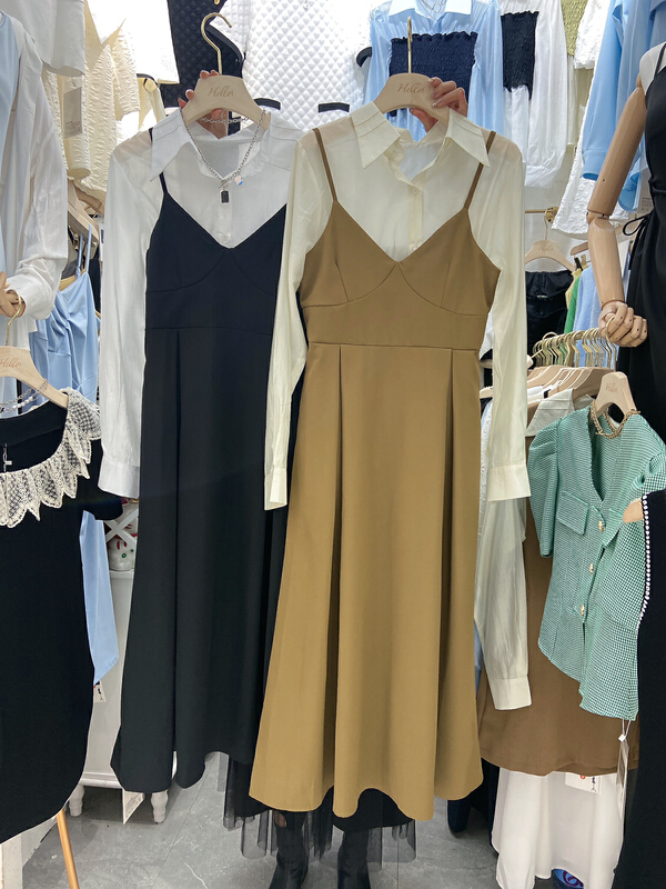 [Hello] Korean fashion versatile suspender vest dress (dress only) 6263-1# lwy