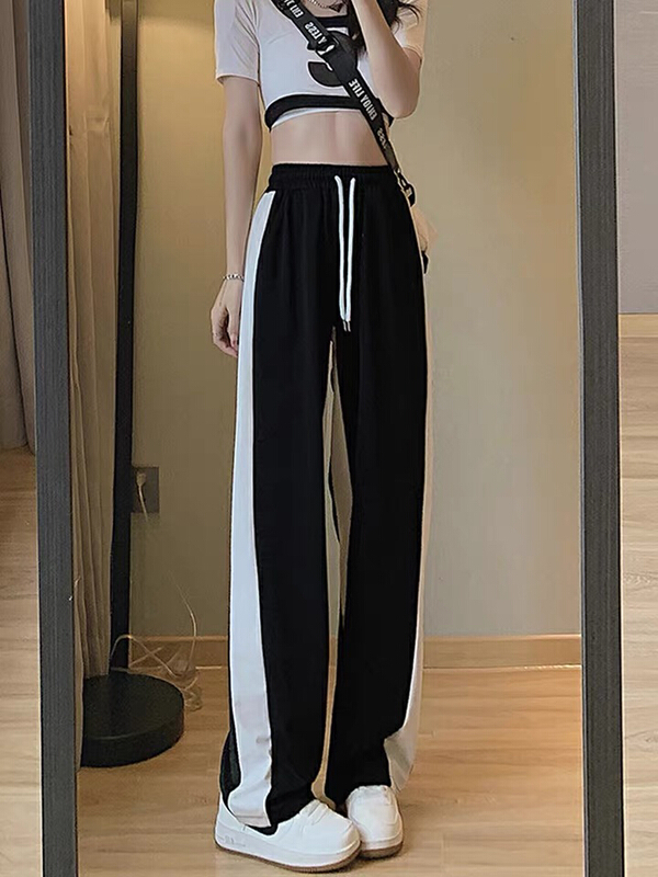 New in early summer! [Kiki studio] comfortable and fashionable contrast color splicing casual pants 5761# hjy