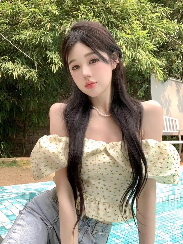 [dl. Am] review the little fresh one shoulder floral shirt 80179# WPL