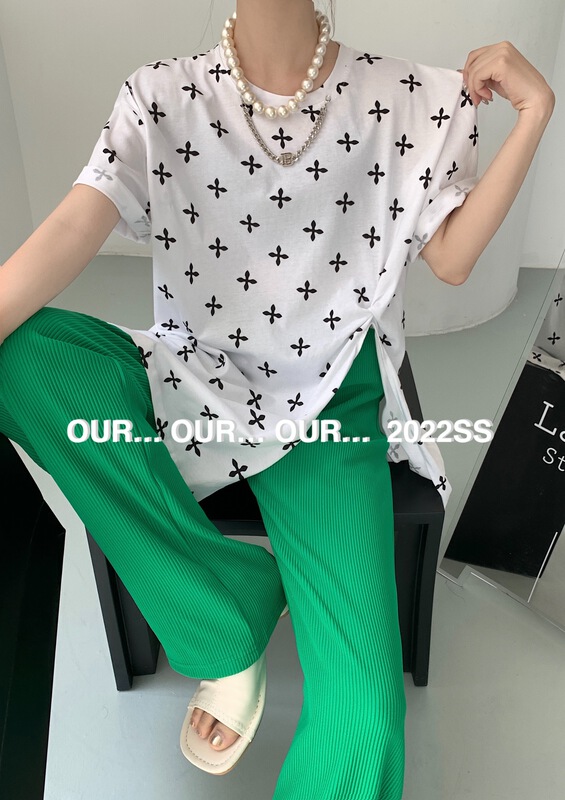 New year in early spring! [our] Korean fashion versatile printed chain short sleeve T-shirt 8782# LSW