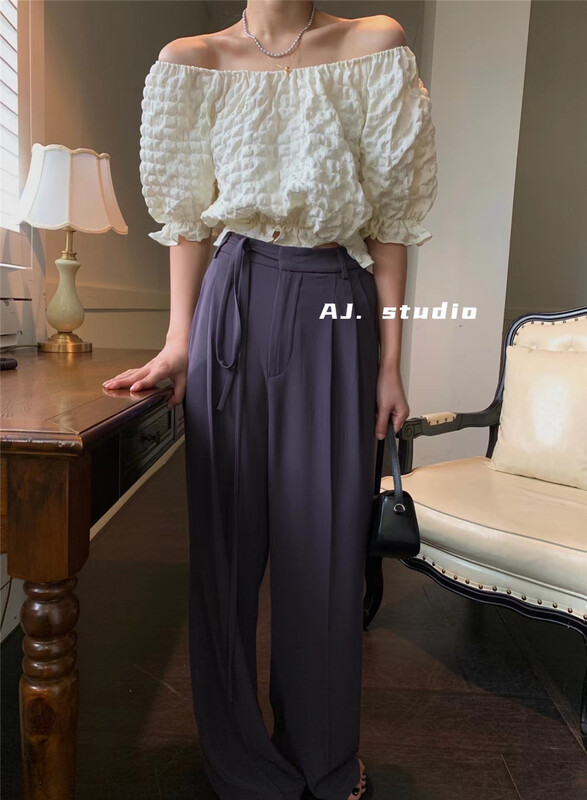 [AJ. Studio] herringbone neck versatile pullover shirt 9252# ll