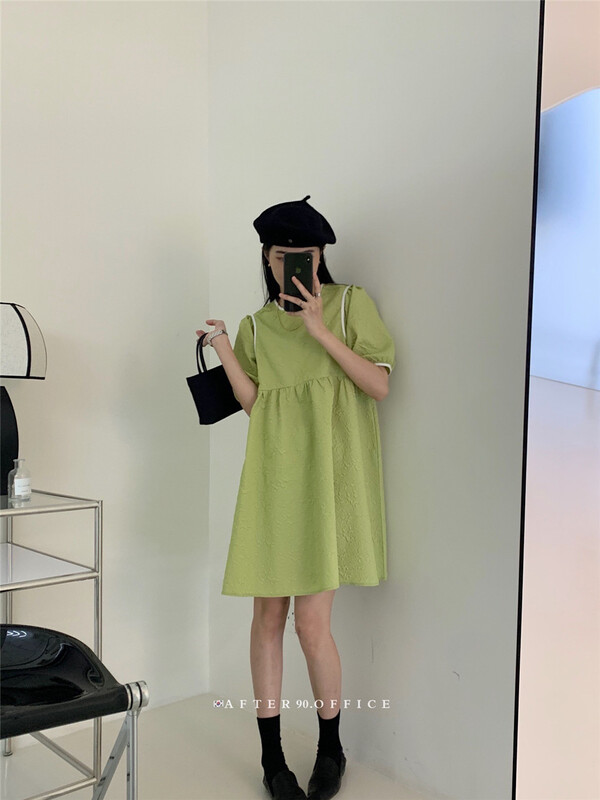 [after. 90] round neck color matching lady dress (skirt only) 6723# ll
