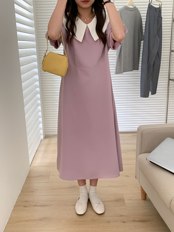 New in early summer! [Tn] Korean retro style contrast dress l8190# cqw