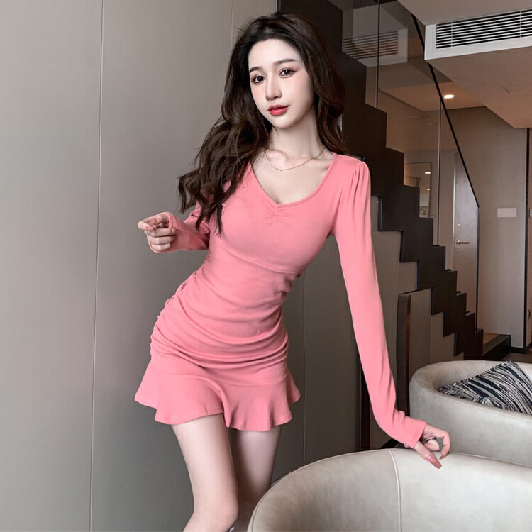New year in early spring! [xinyuanjieyi Xinyuan garment] ruffled fashion V-neck versatile dress 676# Cl