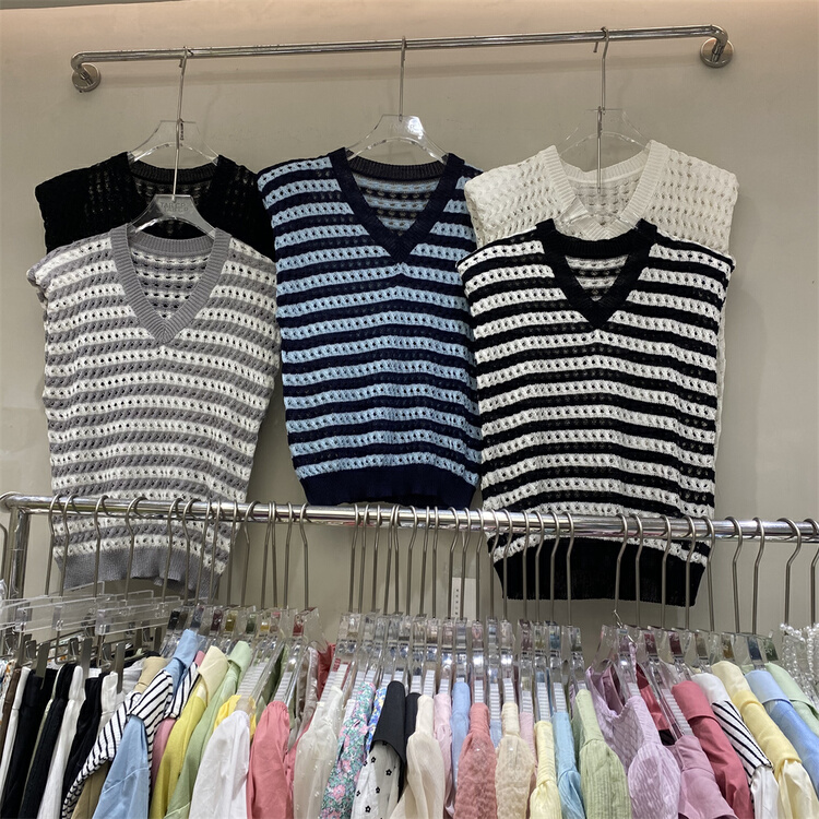 [tab CP] V-neck striped knitted vest / suspender ys1-8129# CSX