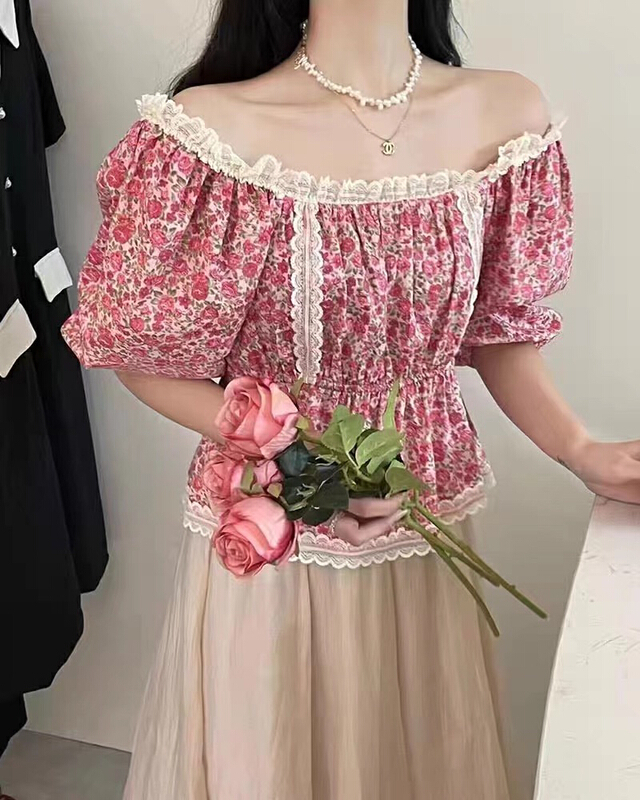 【X·H STUDIO】方領碎花甜美小衫  138#  OZQ