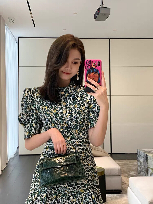 goods in stock! New in early summer! [smile baby] fashion stand collar floral dress b2653# WPL