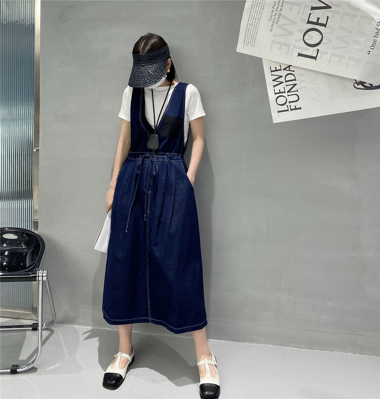 goods in stock! New in early summer! [Lily] casual color blocking waist strap skirt 70008# XJ