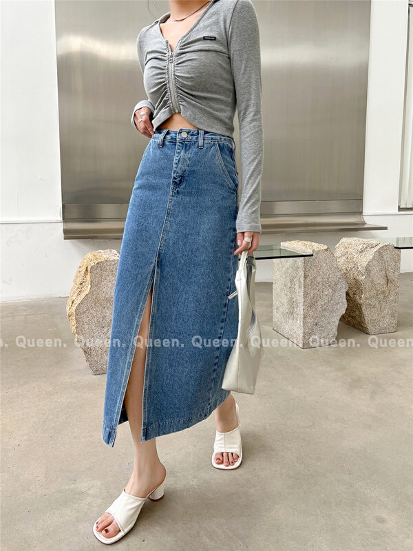 New in early summer! [queen1] slit slim fit and versatile skirt 550# ozq
