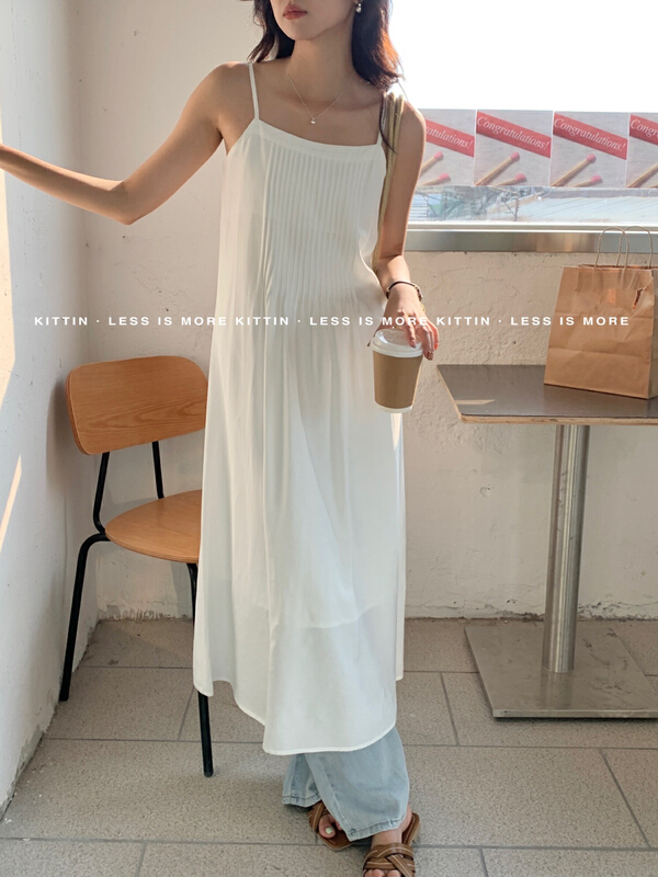 [Kittin] Korean style simple pleated suspender dress 539# XYY