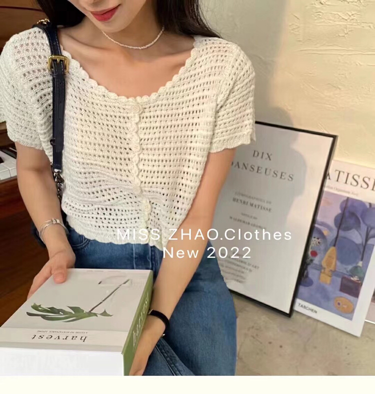 [misszhao] Korean wave neck hollowed out sweater 1369# HBx