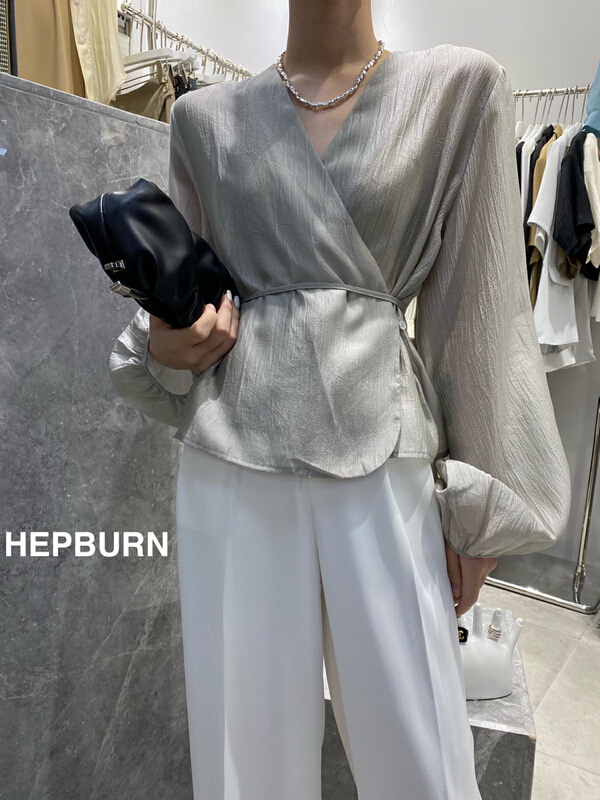 [Hepburn] gentle style one piece belt shirt (with waist rope) 3636# L