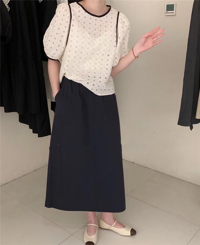 [suyar] small crowd round neck embroidered contrast shirt 1343# HBx