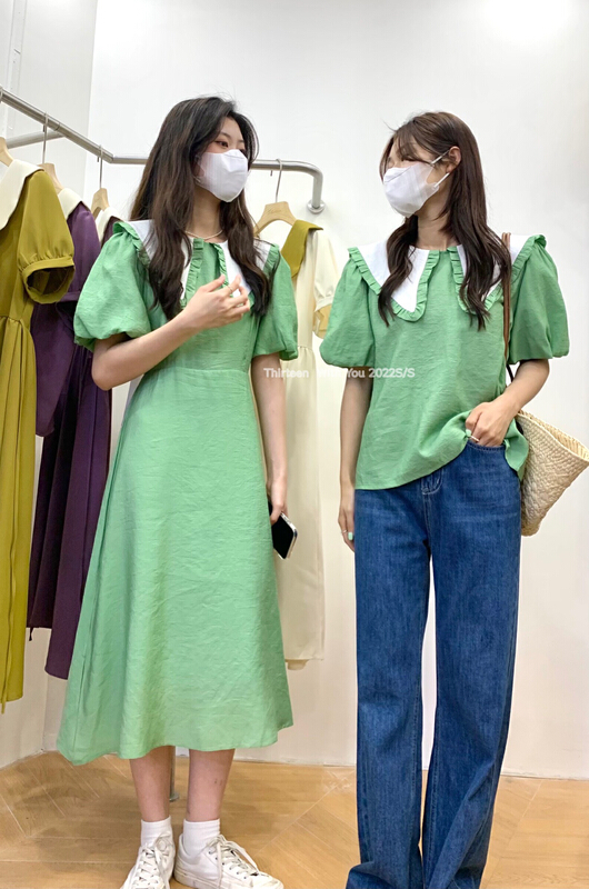 New in early summer! [thirteen 13] Korean contrast Lapel shirt 1602# XYY