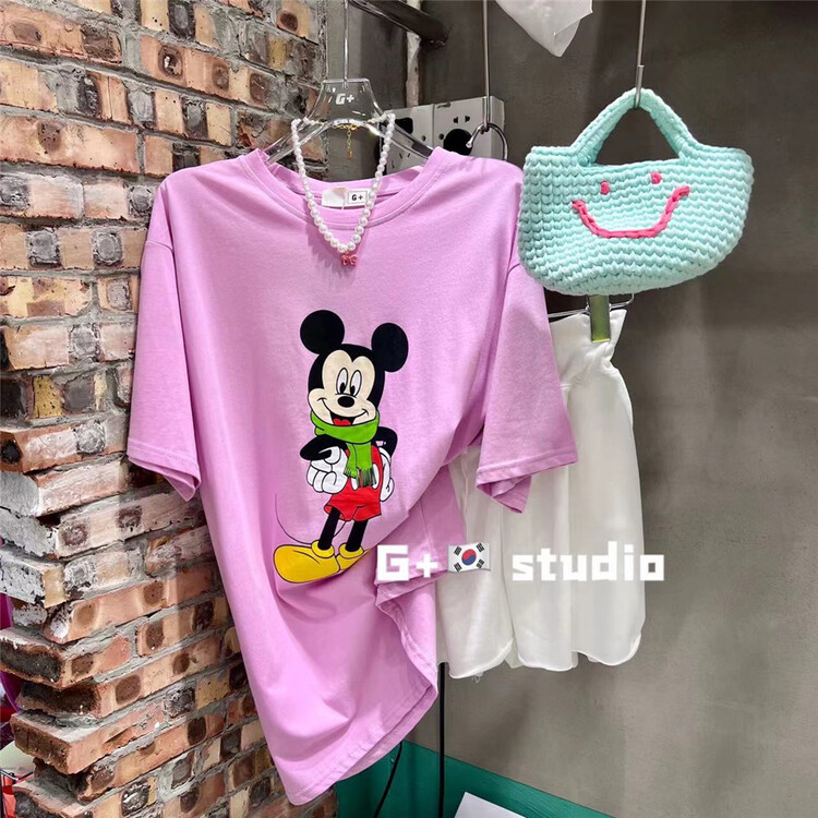 [G +] Mickey print Pullover short sleeve T-shirt 1070# WTT