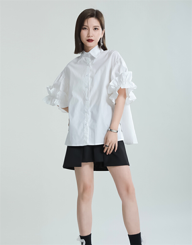 [Z & C] Korean Ruffle design Short Sleeve Shirt 3171# LSW