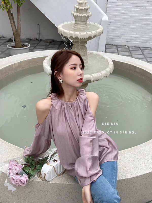 New year in early spring! [Sze] Korean off shoulder sleeveless shirt 90350\zxx