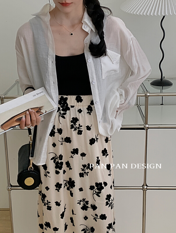 [Panpan] light and simple net color sunscreen shirt 8308# cqw