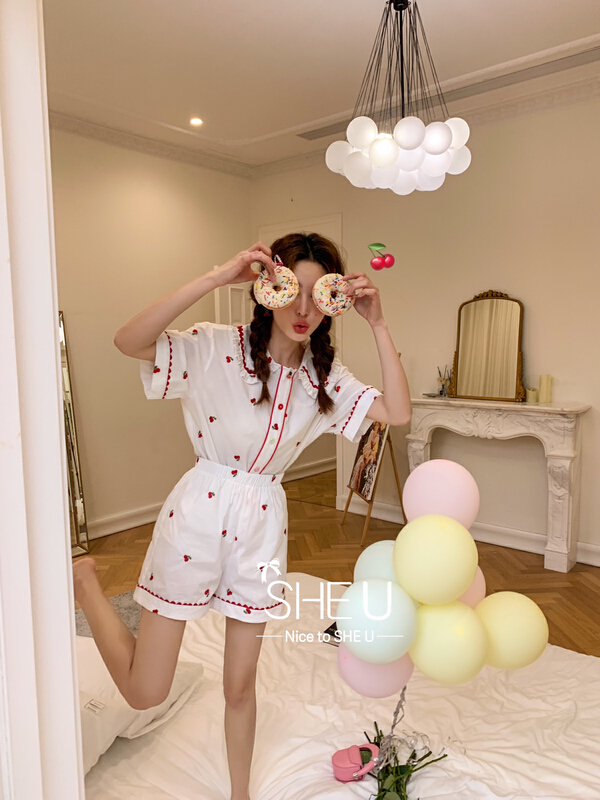 [she u] sweet cherry pajamas + comfortable loose pajamas pajamas set c88196# cqw