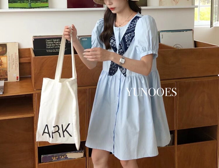 goods in stock! New in early summer! [yunooes] small fresh fake two scarves Korean dress 8771# LSL