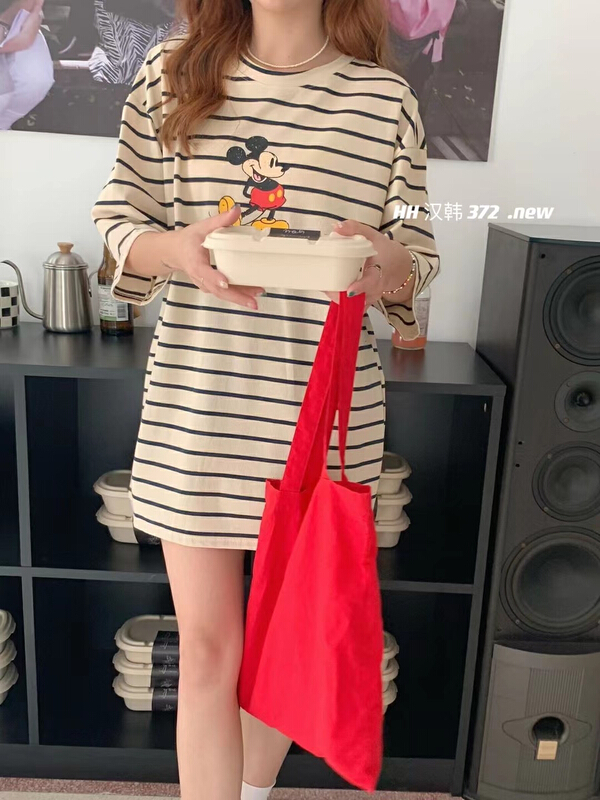 [HH & miss Lai] crew neck stripe comfortable short sleeve T-shirt ys1-372# L