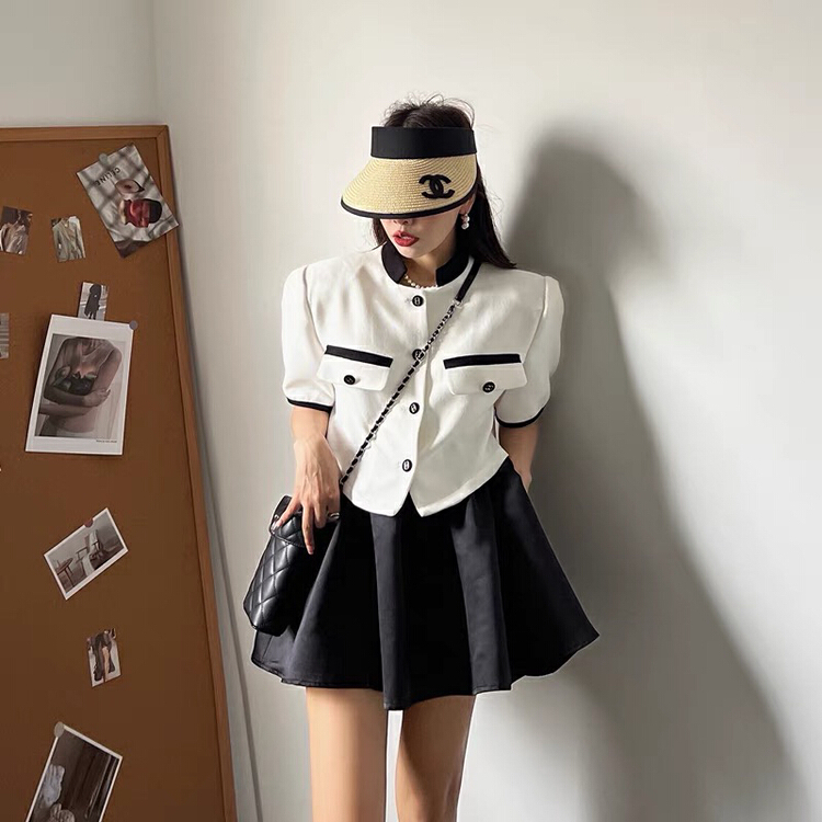 [MI] small fragrance color matching fashion short coat + slim skirt suit 9540# PCZ