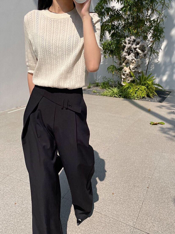 [soul] Korean hollow out solid color thin sweater bt16079211tm# CLS