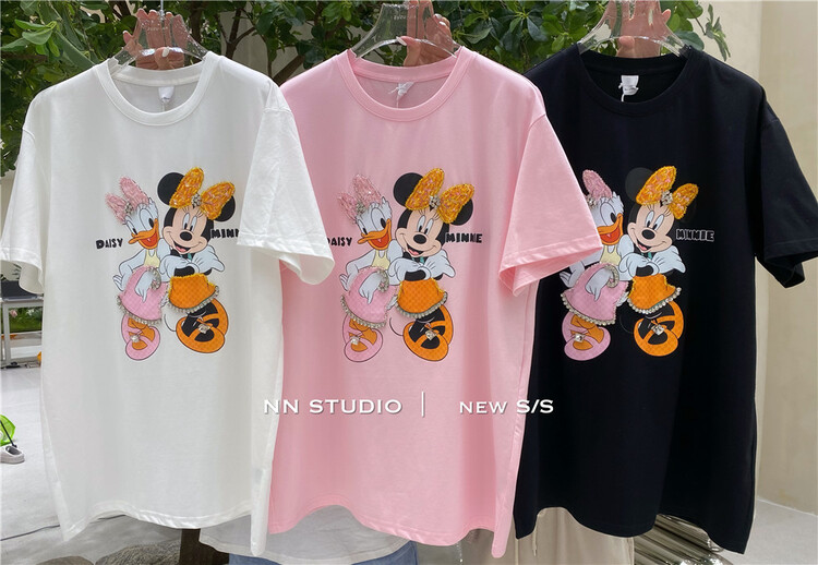 [NN] Korean round neck Mickey Daisy short sleeve T-shirt 9608# XYY