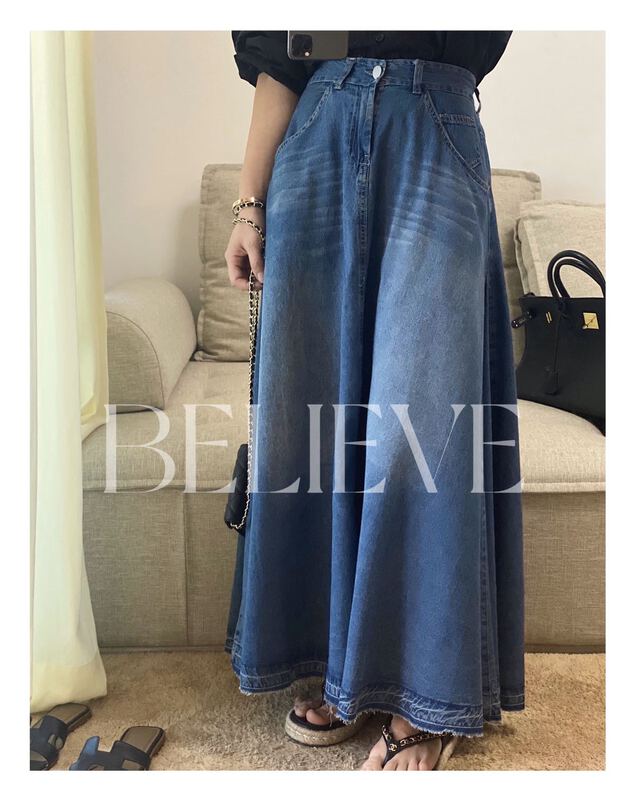 現貨!初夏上新!【BELIEVE】慵懶風寬鬆顯瘦牛仔裙  BL2202#  CQW