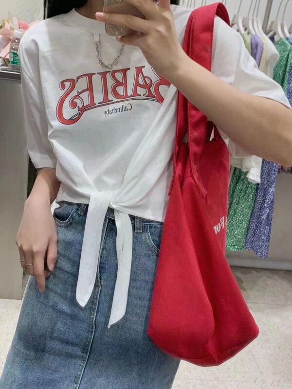 Original price 28.20! [I-D] Korean special versatile chain short sleeve T-shirt (with chain) 857# L
